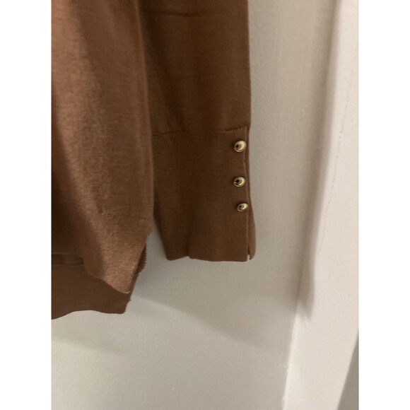 IMAN Womens Global Chic Turtleneck Sweater w Button Cuffs Rayon Blend LG Caramel - Picture 8 of 10